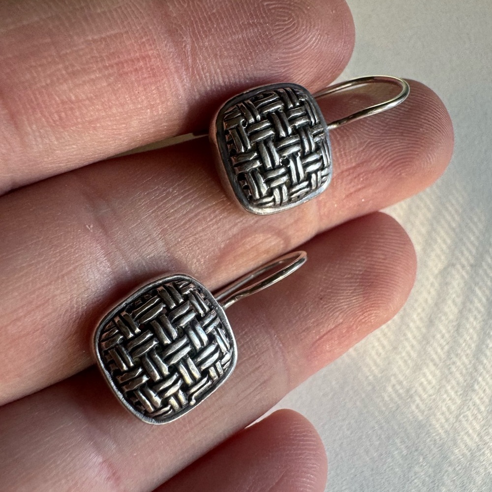 Vintage Sterling silver square dangle earrings